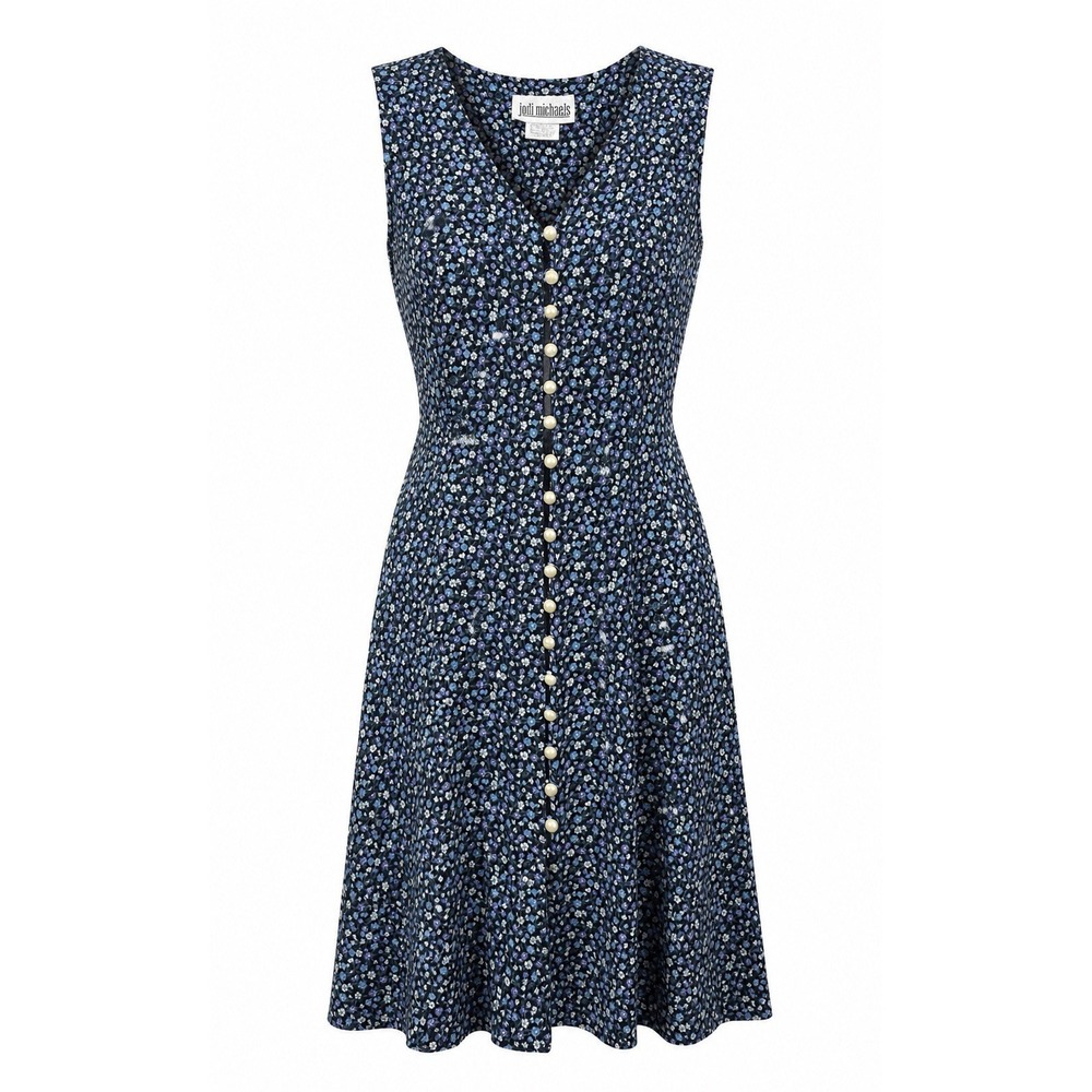 Vintage Jodi Michaels Floral Corset Sundress Pearl Buttons Size 9/10 Cottagecore